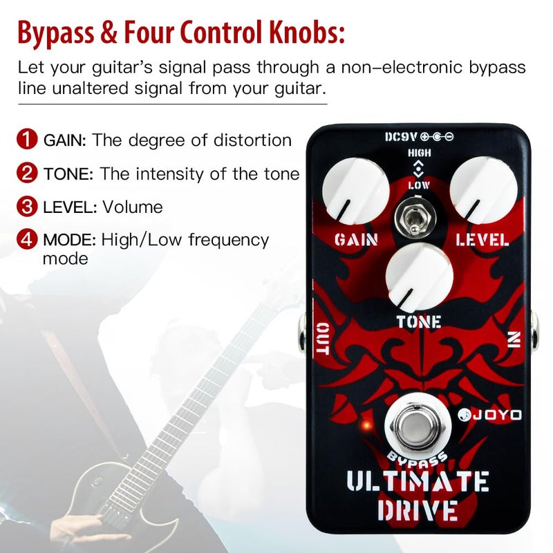 JOYO Overdrive Distortion Pedal Rich Bordering-on-Distortion Overdrive for Electric Guitar Effect - Bypass (Ultimate Drive JF-02) - Image 4
